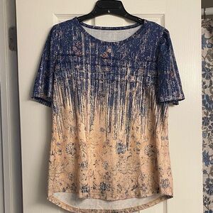Elegant Blue and Cream Women's Top
